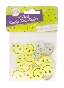 Mini Small Yellow Smiley Face Pin Badge Birthday Party Loot Happy Bag Button - Picture 1 of 1