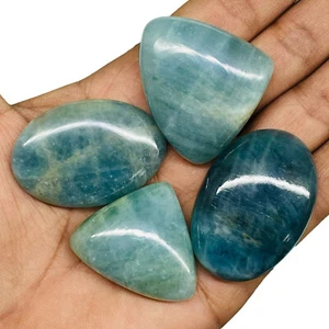 4 Natural Aquamarine 29-42mm Mix Shape Loose Untreated Cabochon Gemstones Lot - Picture 1 of 8