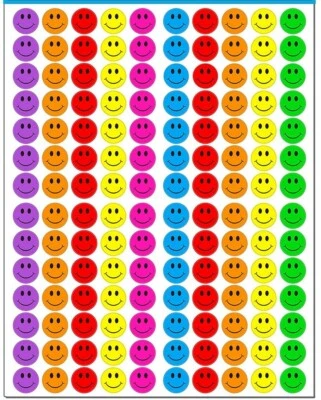 Happy Face Smile Sticker Smiley Face Reward Self-Adhesive Multi Color 0.9" Round - Image 1 of 3