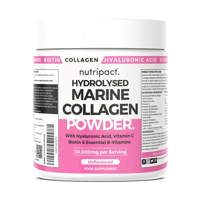 Polvo de péptidos de colágeno marino hidrolizado tipo 1 y 3 piel y uñas 300 g Foto 1 de 4