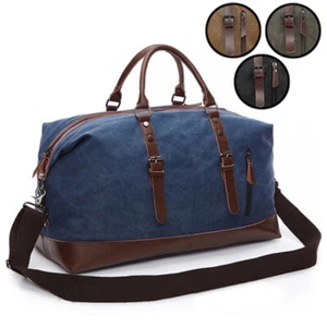 Men Canvas Travel Handbag Weekender Carry on Luggage Casual Outdoor Shoulder Bag - Picture 1 of 16