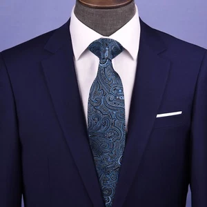 Classic Italian Designer Big Paisley Formal Business Dress Fashion 3.15" SilkTie - Picture 1 of 4