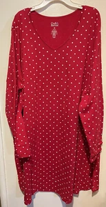 Croft & Barrow NWT Womens Red w/White Polka Dots LS Nightgown ~ L, XL - Picture 1 of 3