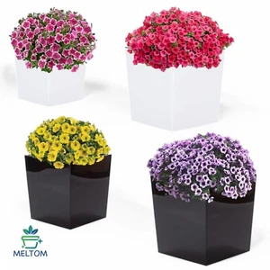 Blumenkübel Hochglanz Eckig Blumentopf Einsatz Übertopf Weiß Schwarz 4 Größen - Bild 1 von 15
