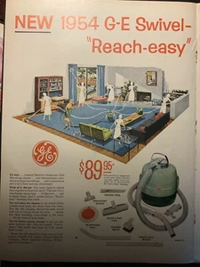 GE General Electric 1954 Swivel-Top Cleaner Vintage 1950s Ad 2 Page Ad - Imagen 1 de 4
