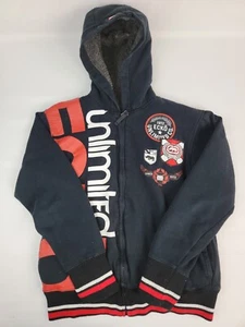 Echo Unlimited Full Zip Hoodie Sherpa Lined Jacket Kids Boys Logo Medium Blk/Red - Picture 1 of 11