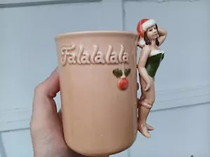 Tazza Natale Vintage 1979 Falalalala Enesco Pinup Girl 2675 FALALALA RARA - Foto 1 di 5