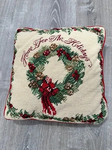 Vintage Imperial Elegance Home For The Holidays Xmas Accent Pillow Wool Cotton - Picture 1 of 4