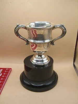 Трофей Sheffield 1930Walker & Hall из чистого серебра / чашка с двойной ручкой на подставке - Изображение 1 из 4