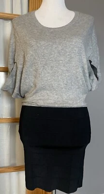 Mini Vestido Y2K BCBGeneration Cintura Caída Para Mujer XS Gris Tejido Negro Pintuck Fiesta Foto 1 de 4