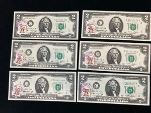 RARE Uncirculated Sequential 1976 $2 Dollar Bill First Day Issue Stamped Serial - Picture 1 of 9