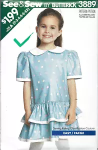 Butterick See & Sew Pattern #3889-Child's Dress in Sizes 2-3-4-5-6-6X Easter - Picture 1 of 1