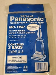 Genuine Panasonic Upright Vacuum cleaner bags 3 ct MC-115P type U-3 NEW - Picture 1 of 2