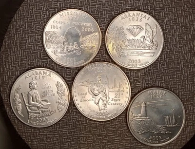 2003 State quarters, uncirculated from mint rolls 5 coin set - Image 1 of 3