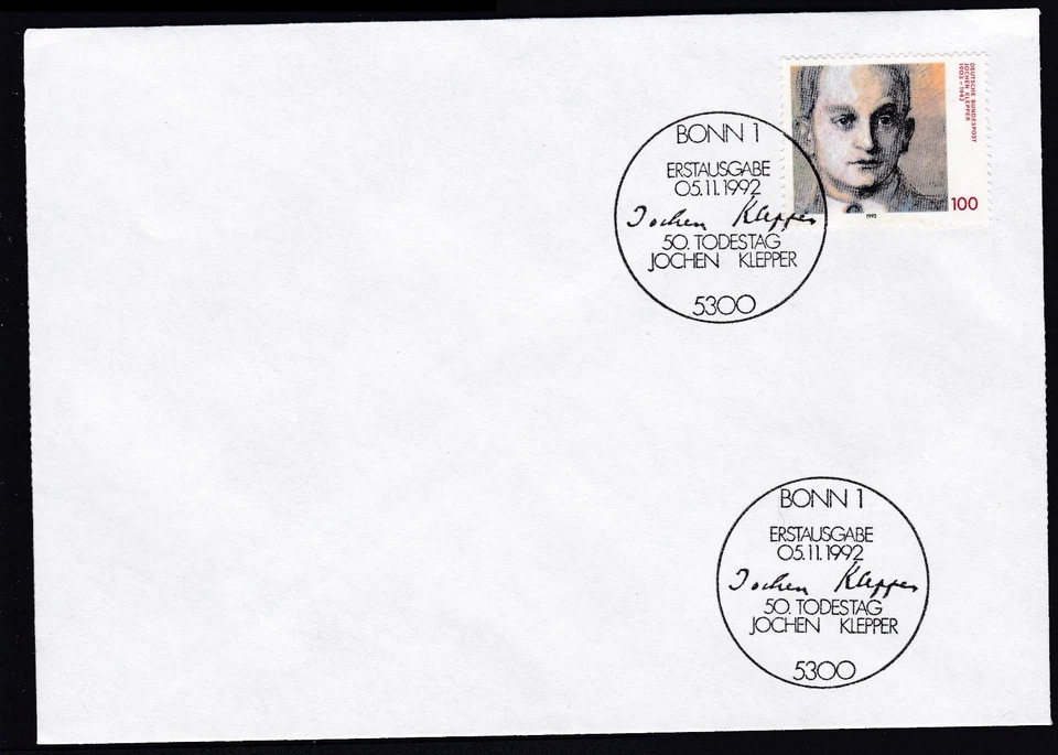 Germany 1992 FDC Mi 1643 Sn 1767 Jochen Klepper - Image 1 of 1