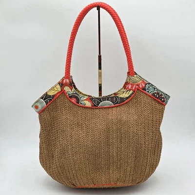 Vera Bradley Bolso de Mano Cubo de Paja Flor Ducha Bolso de Hombro Playa Viaje Resort Foto 1 de 4