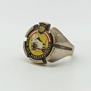 Ring aus 800er Silber & Emaille , KLUB DER VERKEHRSPOLIZEI - 14 Gramm - Bild 1 von 12