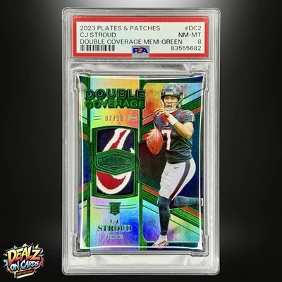 2023 Plates & Patches CJ Stroud Game Used Jersey Match Rookie Patch 7/10 PSA 8 - Image 1 of 3