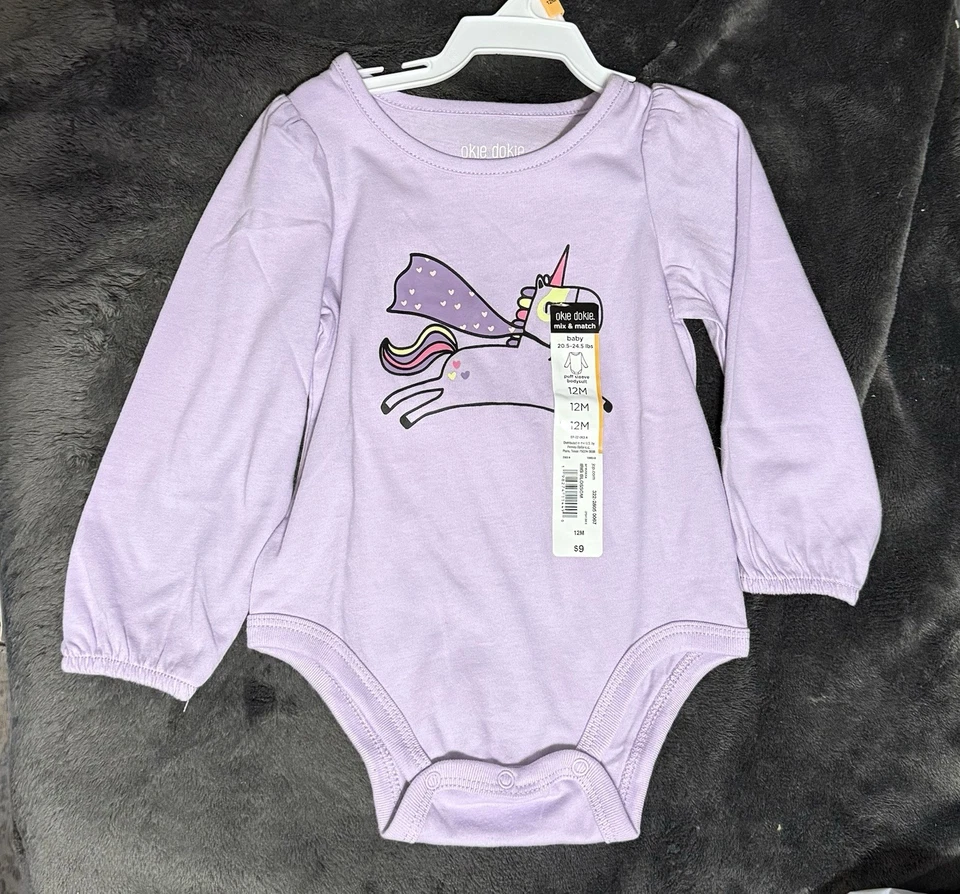 Okie Dokie Púrpura Claro Manga Larga Una Pieza Nuevo Con Etiquetas Talla 12 Meses Foto 1 de 1