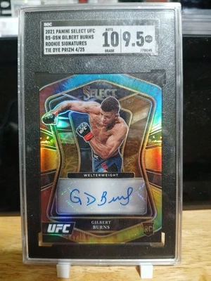2021 Panini Select UFC Rookie Signatures Gilbert Burns Tie-die - Image 1 of 2