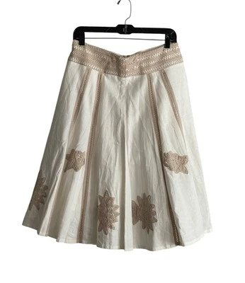 Falda John Paul Richard Mujer Mezcla Lino Talla 6 Panel Crochet Boho Coastal Fairy Foto 1 de 4