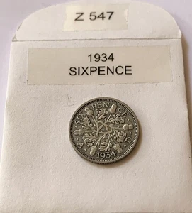 1934 Silver Sixpence George v 1910-1936 - Picture 1 of 3