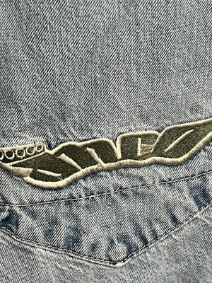 Pantalones de mezclilla JNCO para hombre azul lavado claro vintage bajos bordados desgastados Foto 1 de 4