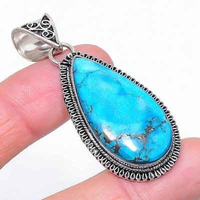 Ciondolo pietra preziosa a forma di pera turchese tibetano regalo gioielli vi... - Immagine 1 di 4