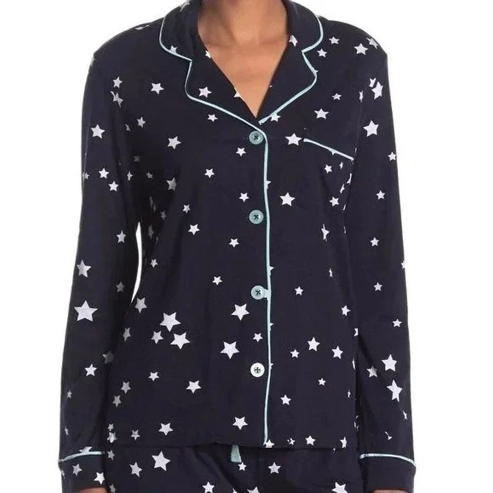 Blusa de pijama Cozy Zoe by Pj Salvage feminina estampada estrelas azul marinho pequena $30 - Imagem 1 de 4