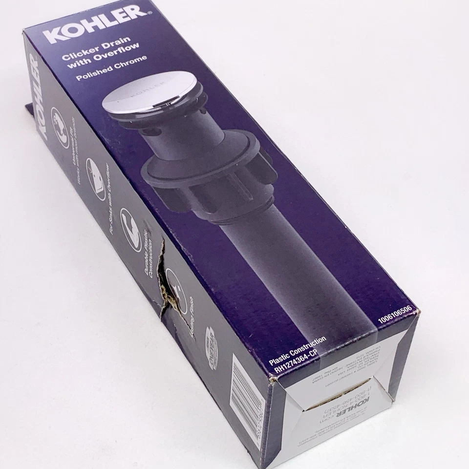 KOHLER (Standard Clicker Drain with Overflow in Polished Chrome K-RH1274364-CP )