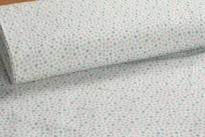 Stoff Baumwolle Musselin Punkte off-white beige grau grün Double Gauze Gaze - Bild 1 von 4