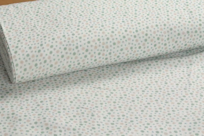 Stoff Baumwolle Musselin Punkte off-white beige grau grün Double Gauze Gaze - Bild 1 von 4