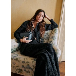 NWT Sezane Fausto Trousers Blue Marine Crochet Pants Size 6 Spring Easter Luxury - Picture 1 of 13