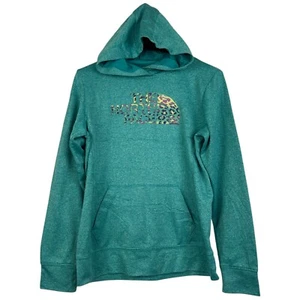 The North Face Womens L Half Dome Tech Hoodie Wicking Hiking Green Leopard - Picture 1 of 5