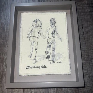Ken Sheldon Life Side By Side Framed Stitch Art 10 X 8 Inches New Hallmark Frame - Picture 1 of 4