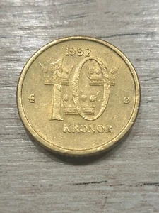 10 Kronen Münze aus Schweden aus dem Jahr 1992 zirkuliert - Bild 1 von 2