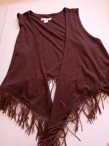 Brown vest with leather extensions size L Large - Picture 1 of 4