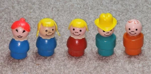 Vintage Fisher Price Little People Wooden Toy Figures Set of 5 Pretend Play - Picture 1 of 2