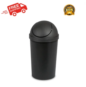 3 Gallon Trash Can Kitchen Waste Garbage Plastic Round Swing Top Bathroom Black - Picture 1 of 8