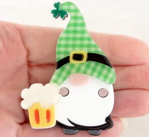 Lindo! GNOMO DUENDE 2.5" con PIN BROCHE ACRÍLICO CAPAS CERVEZA DÍA DE SAN PATRICIO - Imagen 1 de 16
