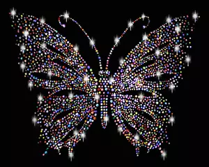 30cm STRASSSTEINE SCHMETTERLING BÜGELBILD HOTFIX APPLIKATION BUTTERFLY BUNT - Bild 1 von 7