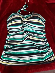 NWT Merona Tankini Swim Suit Top Only Size M Stripe - Picture 1 of 7