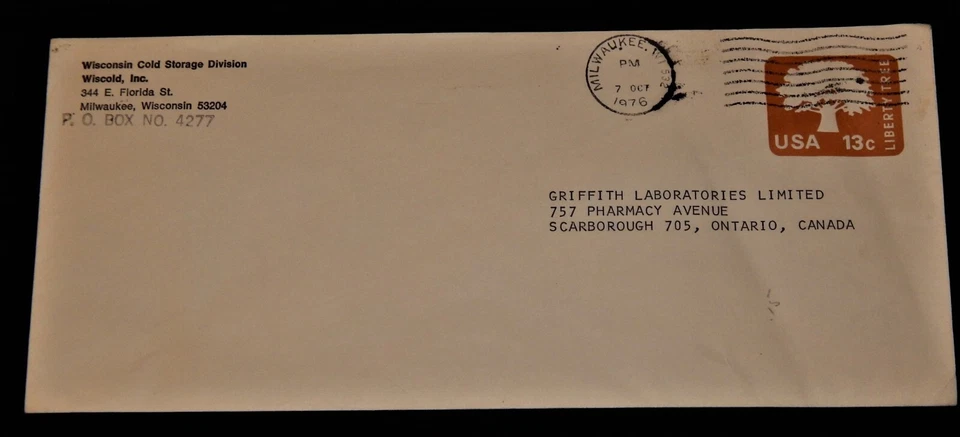 Vintage Envelope,MILWAUKEE,WI,1976,Stamped Envelope, Liberty Tree,To Scarborough - Image 1 of 4