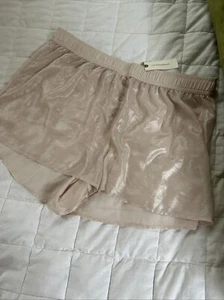 NWT ANTHROPOLOGIE Women's Metallic Pajama Shorts Boxer Lingerie Pink Size L - Picture 1 of 5