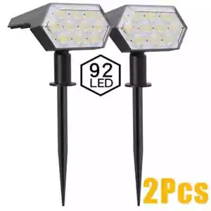 2 X Solar Spot Lights LED Garden Outdoor Pathway Lawn Fence Lamp Spotlight Light - Picture 1 of 11