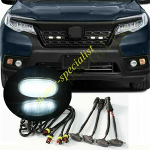 For Honda Passport 2019-2021 Smoke Front Grille White LED Light Raptor Style DRL - Picture 1 of 2