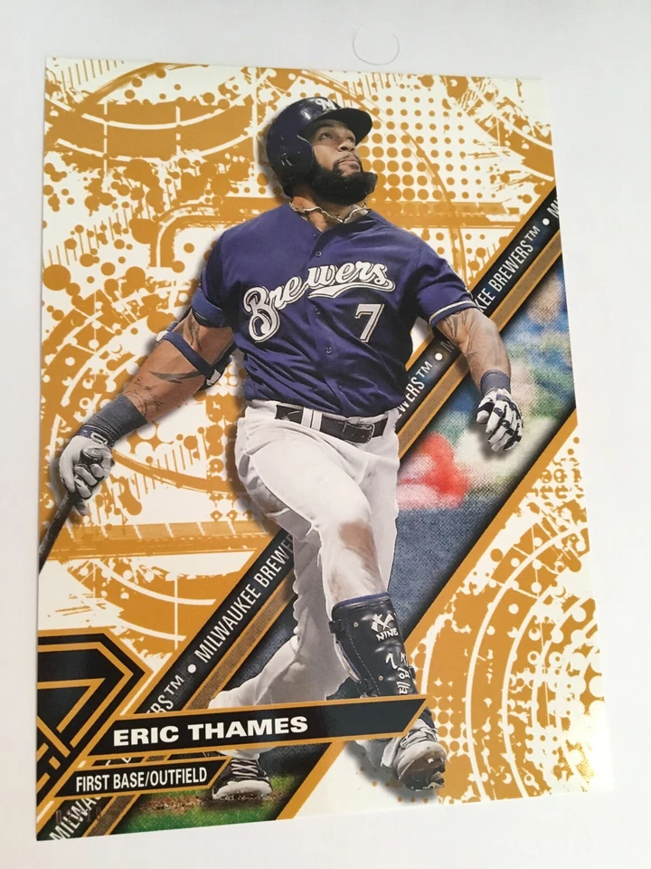 2017 Topps High Tek Jumbo 5x7 Eric Thames Brewers HTET #'d 03/10 Gold - Image 1 of 1