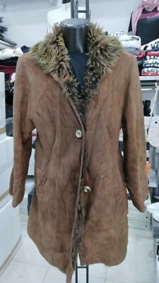 Abrigo de Piel Shearling Mujer Marrón Auténtica Vintage Talla 46 Mon 853 Lz - Imagen 1 de 4