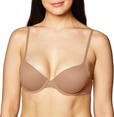 Calvin Klein ESF-12439 Perfectly Fit Lightly Lined T-Shirt Bra, Bronzed, 32DD - Image 1 of 3