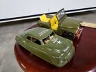 Vintage Tin Jeep And Car Made In Japan Friction Toy  Linemar Plastic Police Car